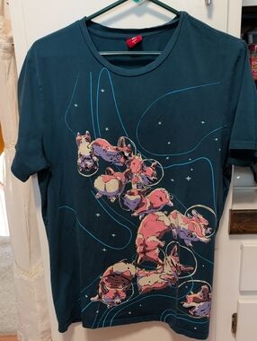 Red-Label Women’s Short-Sleeve Tee with Pink Corgi Graphic - Teal